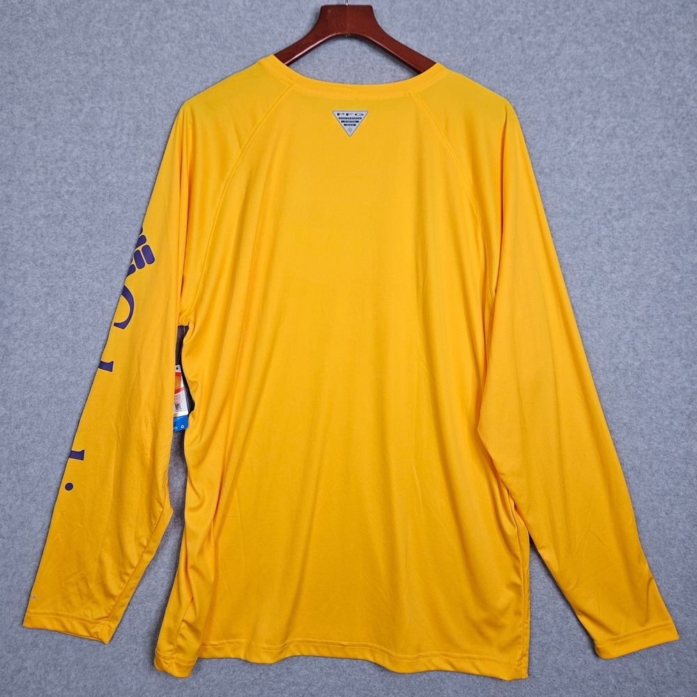 Columbia PFG LSU Tigers Terminal Tackle Shirt Mens XL Yellow Long Sleeve FM0286 - Picture 8 of 9